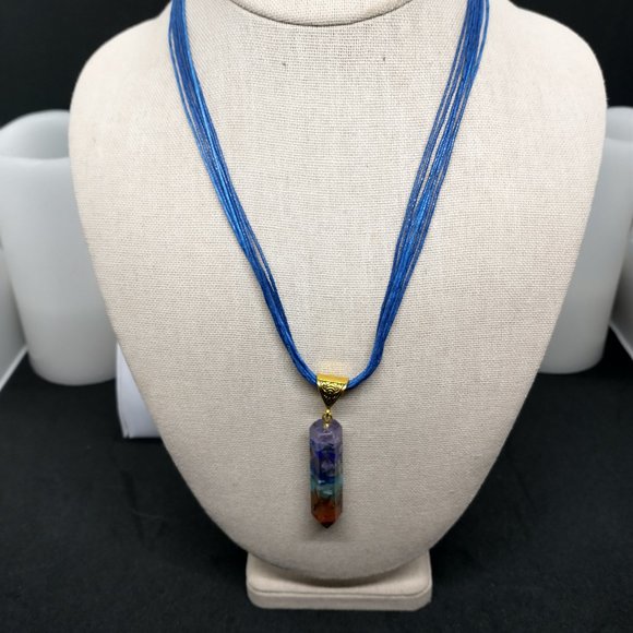 Energy Quartz point pendant necklace with Seven Chakra stones for Men or Women - Picture 3 of 13